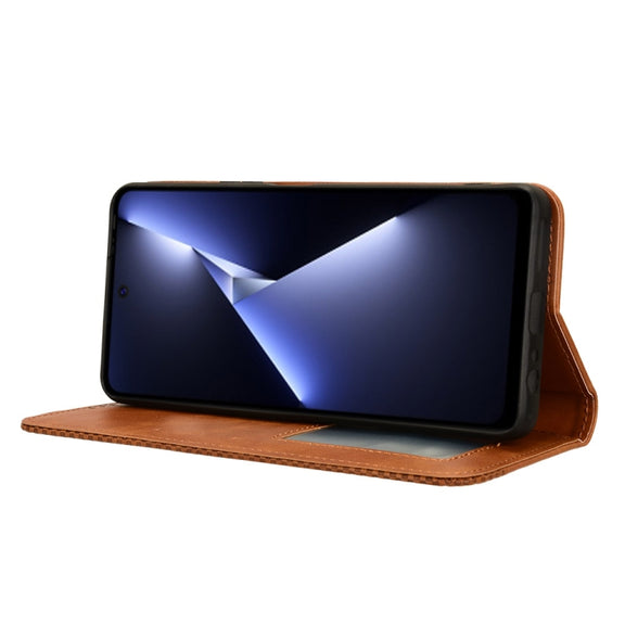 For Tecno Pova 5 Pro LH8n Magnetic Buckle Retro Texture Leather Phone Case(Brown)
