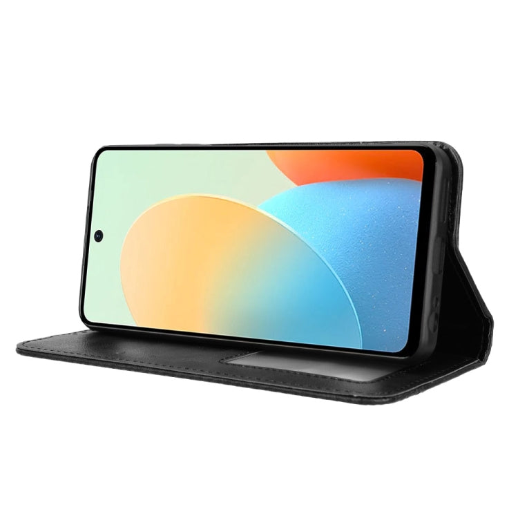 For Tecno Spark Go 2024 Magnetic Buckle Retro Texture Leather Phone Case(Black)