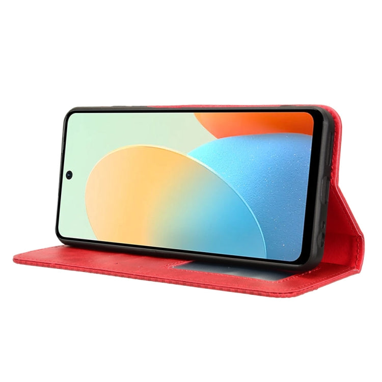 For Tecno Spark Go 2024 Magnetic Buckle Retro Texture Leather Phone Case(Red)
