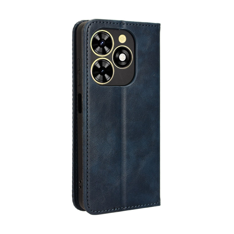 For Tecno Spark Go 2024 Magnetic Buckle Retro Texture Leather Phone Case(Blue)