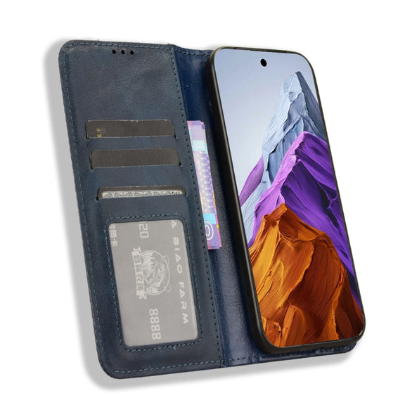 For Google Pixel 9 Pro Magnetic Buckle Retro Texture Leather Phone Case(Blue)
