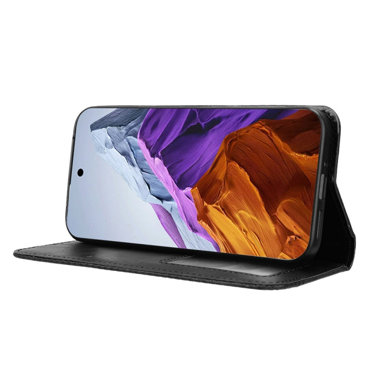 For Google Pixel 9 Magnetic Buckle Retro Texture Leather Phone Case(Black)