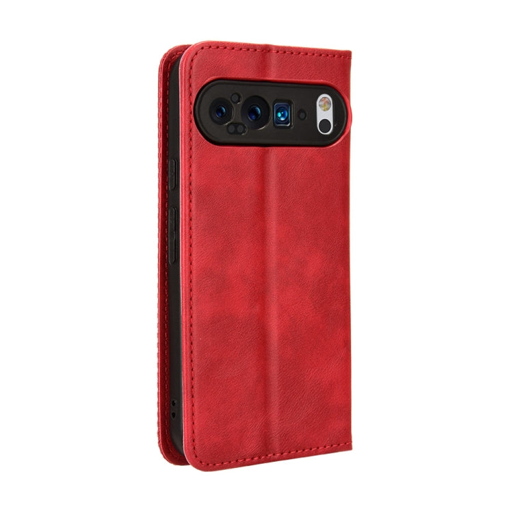 For Google Pixel 9 Magnetic Buckle Retro Texture Leather Phone Case(Red)