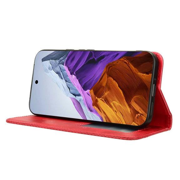 For Google Pixel 9 Magnetic Buckle Retro Texture Leather Phone Case(Red)