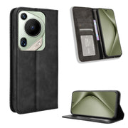 For Huawei Pura 70 Pro / 70 Pro+ Magnetic Buckle Retro Texture Leather Phone Case(Black)