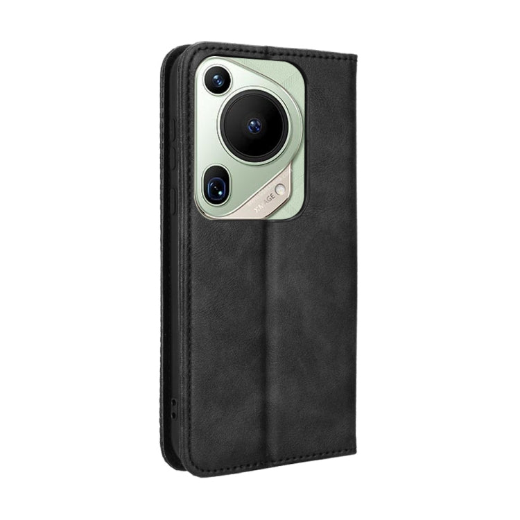 For Huawei Pura 70 Pro / 70 Pro+ Magnetic Buckle Retro Texture Leather Phone Case(Black)