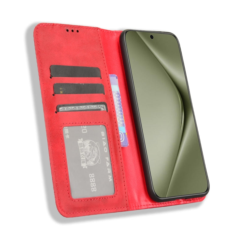 For Huawei Pura 70 Pro / 70 Pro+ Magnetic Buckle Retro Texture Leather Phone Case(Red)