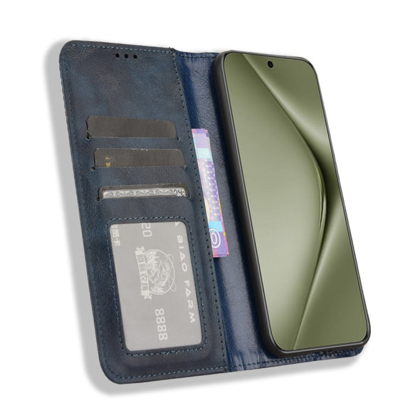 For Huawei Pura 70 Pro / 70 Pro+ Magnetic Buckle Retro Texture Leather Phone Case(Blue)