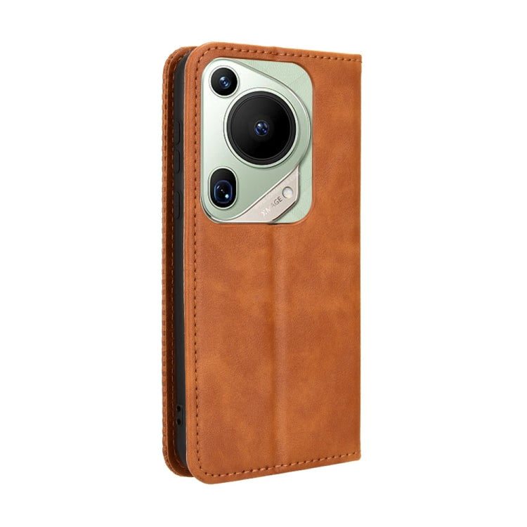 For Huawei Pura 70 Pro / 70 Pro+ Magnetic Buckle Retro Texture Leather Phone Case(Brown)