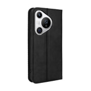For Huawei Pura 70 Magnetic Buckle Retro Texture Leather Phone Case(Black)