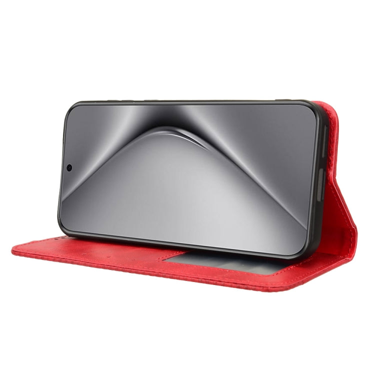 For Huawei Pura 70 Magnetic Buckle Retro Texture Leather Phone Case(Red)