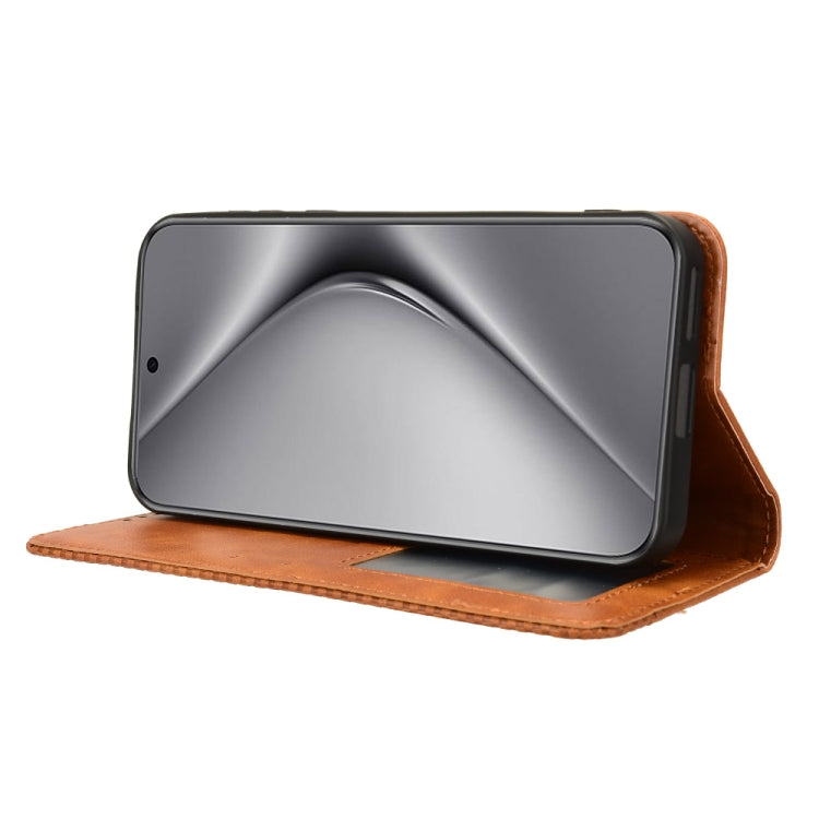 For Huawei Pura 70 Magnetic Buckle Retro Texture Leather Phone Case(Brown)