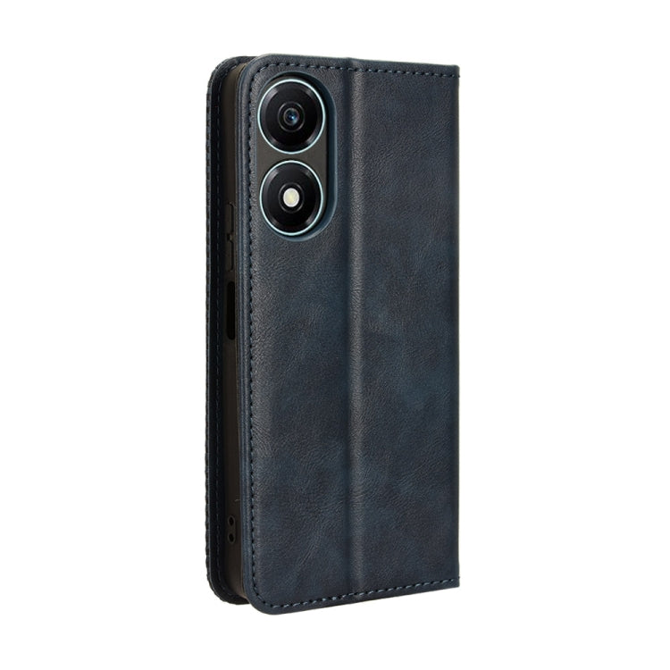 For Honor X5 Plus Magnetic Buckle Retro Texture Leather Phone Case(Blue)