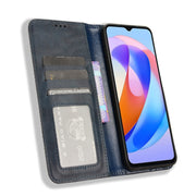 For Honor X5 Plus Magnetic Buckle Retro Texture Leather Phone Case(Blue)