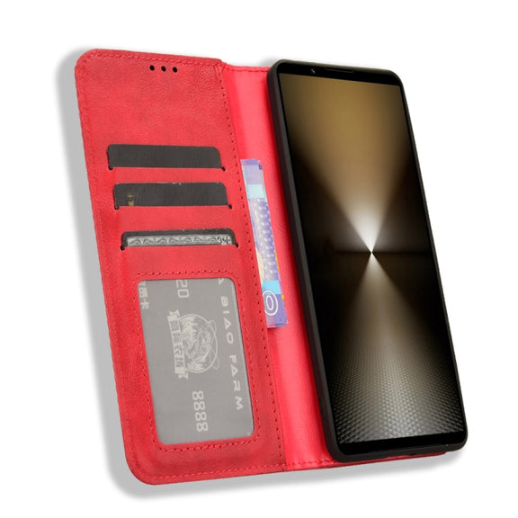 For Sony Xperia 1 VI 2024 Magnetic Buckle Retro Texture Leather Phone Case(Red)