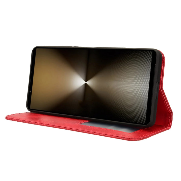For Sony Xperia 1 VI 2024 Magnetic Buckle Retro Texture Leather Phone Case(Red)