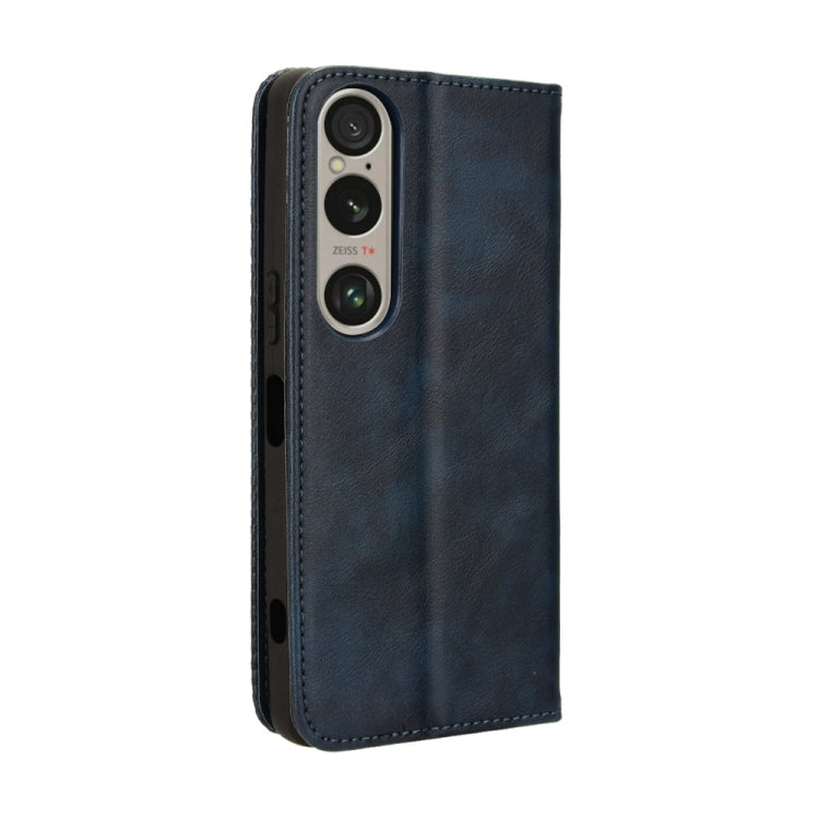 For Sony Xperia 1 VI 2024 Magnetic Buckle Retro Texture Leather Phone Case(Blue)