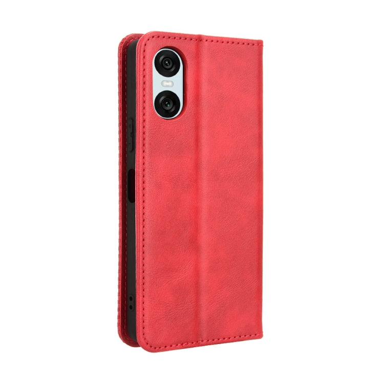 For Sony Xperia 10 VI 2024 Magnetic Buckle Retro Texture Leather Phone Case(Red)