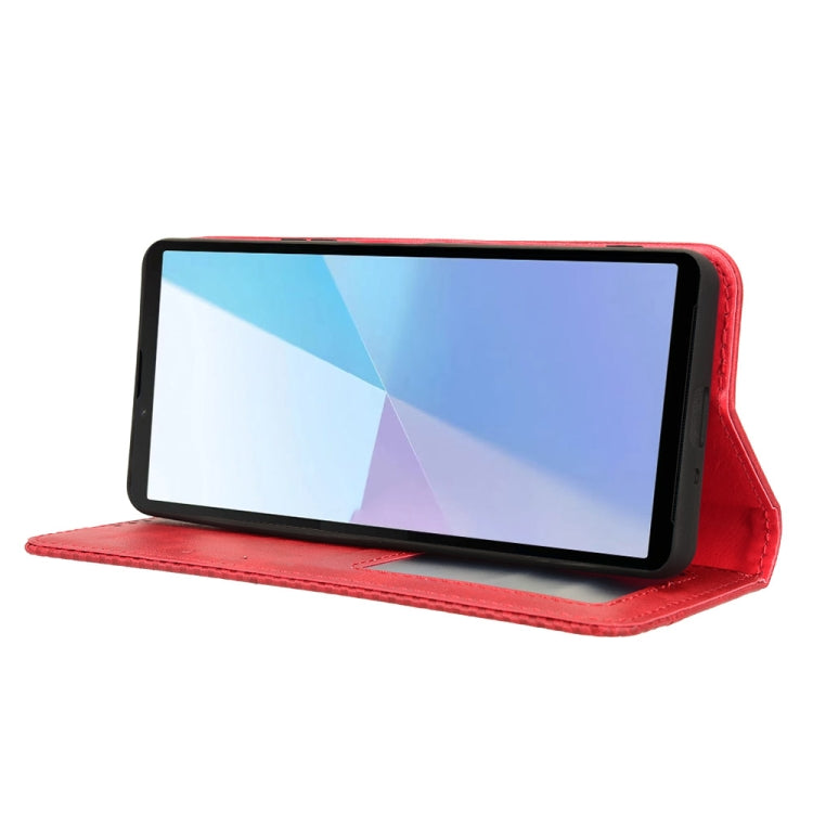 For Sony Xperia 10 VI 2024 Magnetic Buckle Retro Texture Leather Phone Case(Red)