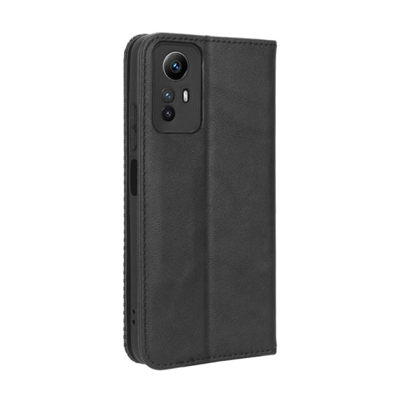 For Xiaomi Redmi Note 12S 4G Magnetic Buckle Retro Texture Leather Phone Case(Black)