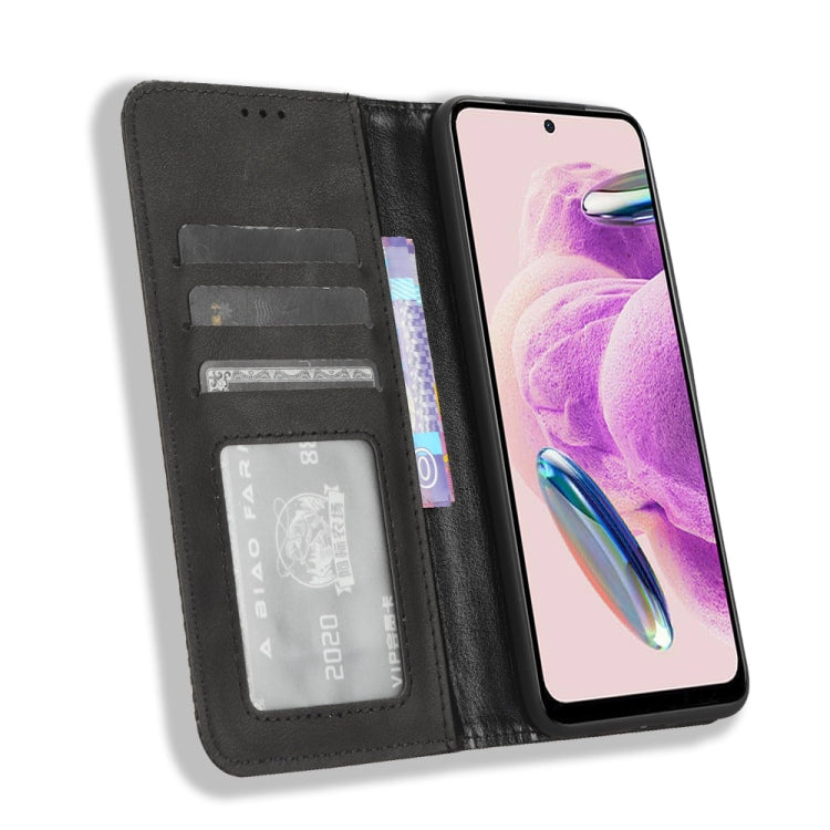 For Xiaomi Redmi Note 12S 4G Magnetic Buckle Retro Texture Leather Phone Case(Black)