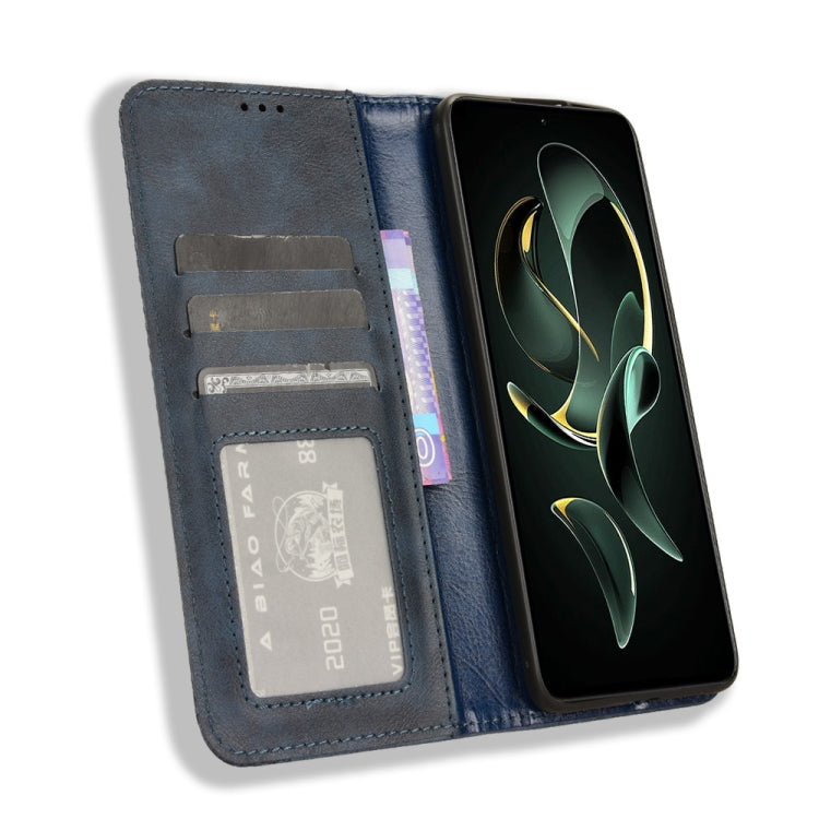 For Xiaomi Redmi K60 Ultra Magnetic Buckle Retro Texture Leather Phone Case(Blue)