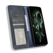 For Xiaomi Redmi K60 Ultra Magnetic Buckle Retro Texture Leather Phone Case(Blue)