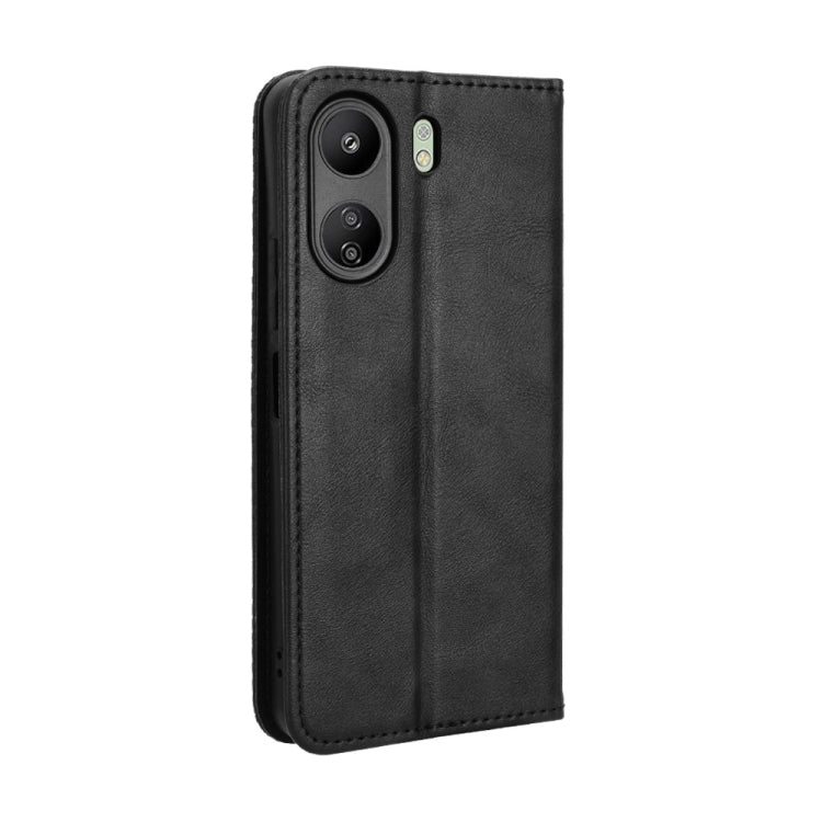 For Xiaomi Redmi 13C 4G / Poco C65 4G Magnetic Buckle Retro Texture Leather Phone Case(Black)