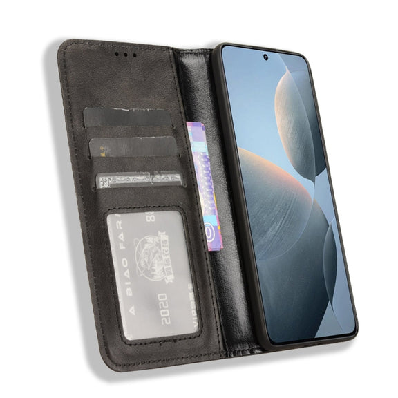 For Xiaomi Redmi K70 / K70 Pro Magnetic Buckle Retro Texture Leather Phone Case(Black)