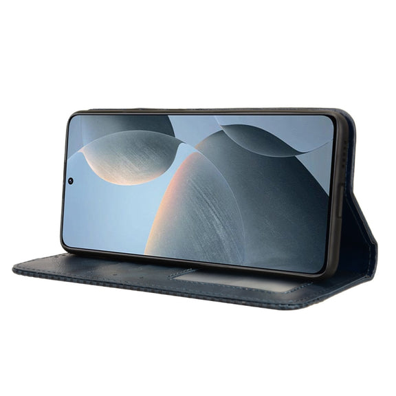 For Xiaomi Redmi K70 / K70 Pro Magnetic Buckle Retro Texture Leather Phone Case(Blue)
