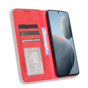 For Xiaomi Redmi K70E / Poco X6 Pro Magnetic Buckle Retro Texture Leather Phone Case(Red)