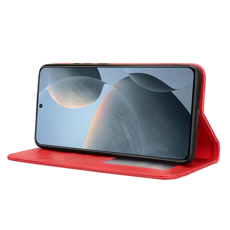 For Xiaomi Redmi K70E / Poco X6 Pro Magnetic Buckle Retro Texture Leather Phone Case(Red)