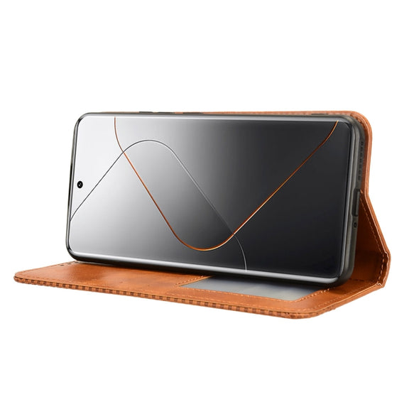 For Xiaomi 14 Pro Magnetic Buckle Retro Texture Leather Phone Case(Brown)