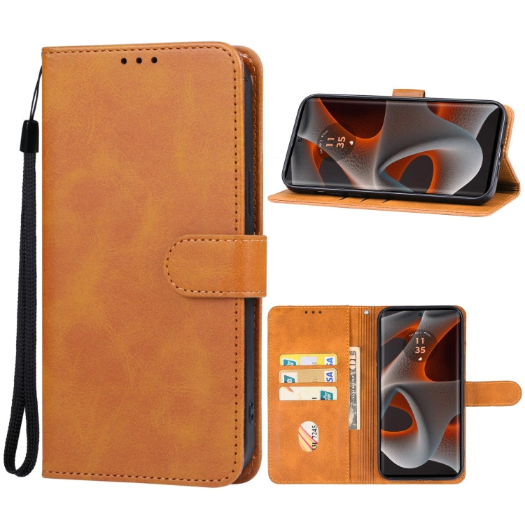 For Motorola Edge 50 Pro Leather Phone Case(Brown)