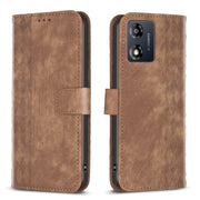 For Motorola Moto E13 4G Plaid Embossed Leather Phone Case(Brown)