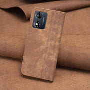 For Motorola Moto E13 4G Plaid Embossed Leather Phone Case(Brown)