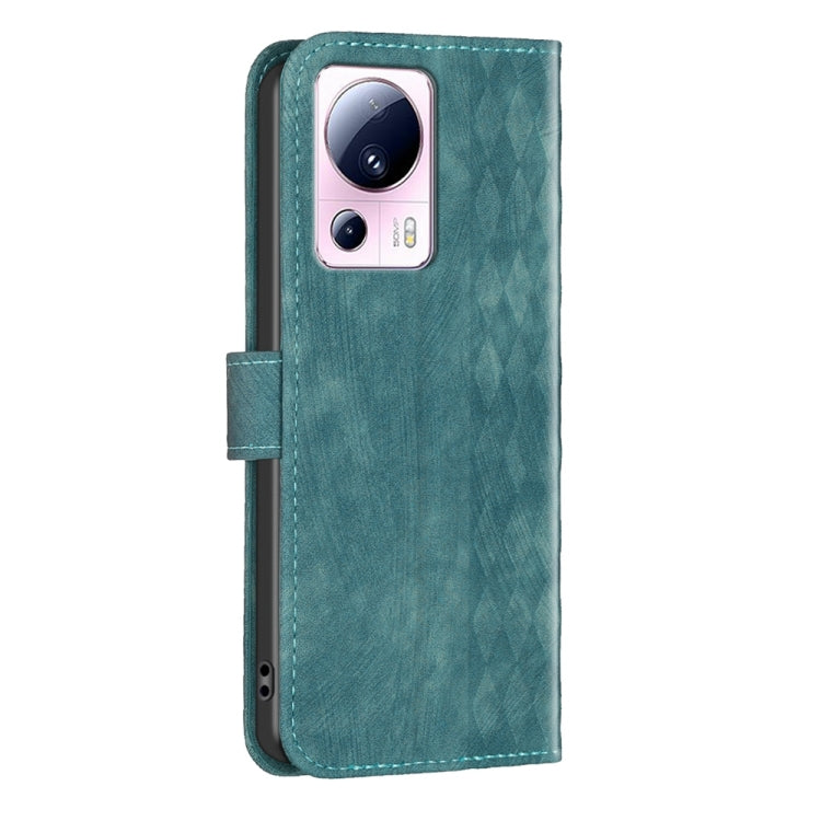 For Xiaomi 13 Lite 5G / Civi 2 Plaid Embossed Leather Phone Case(Green)
