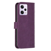 For Xiaomi Redmi Note 12 Pro Global Plaid Embossed Leather Phone Case(Purple)