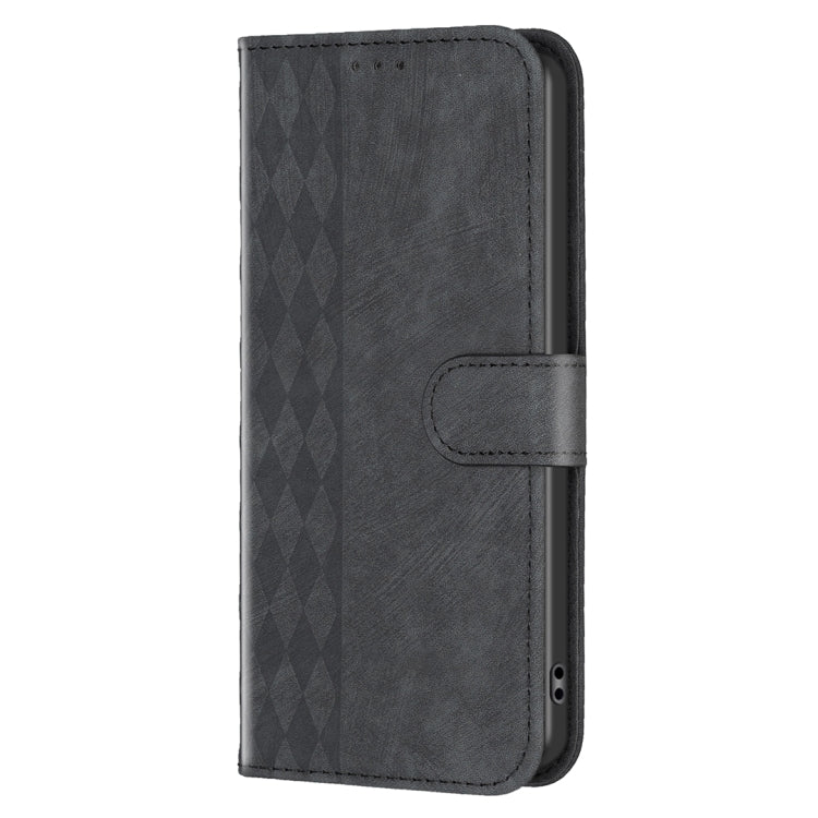 For Xiaomi Redmi Note 13 Pro+ 5G Plaid Embossed Leather Phone Case(Black)