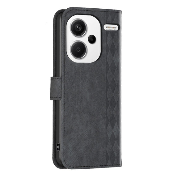 For Xiaomi Redmi Note 13 Pro+ 5G Plaid Embossed Leather Phone Case(Black)