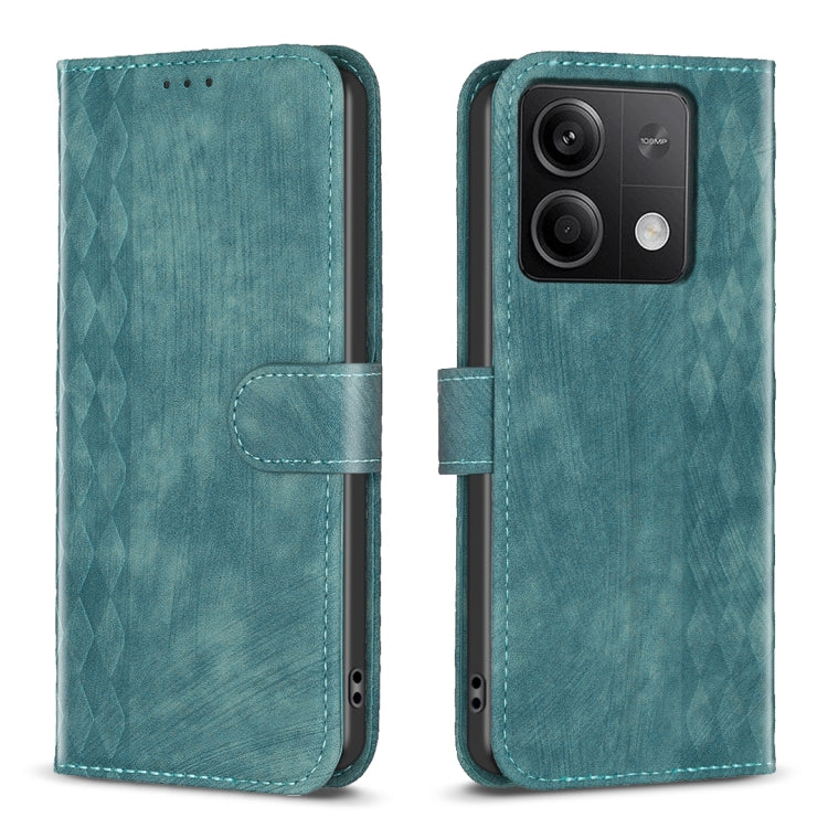For Xiaomi Redmi Note 13 4G Global Plaid Embossed Leather Phone Case(Green)
