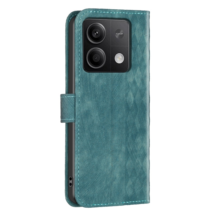 For Xiaomi Redmi Note 13 4G Global Plaid Embossed Leather Phone Case(Green)