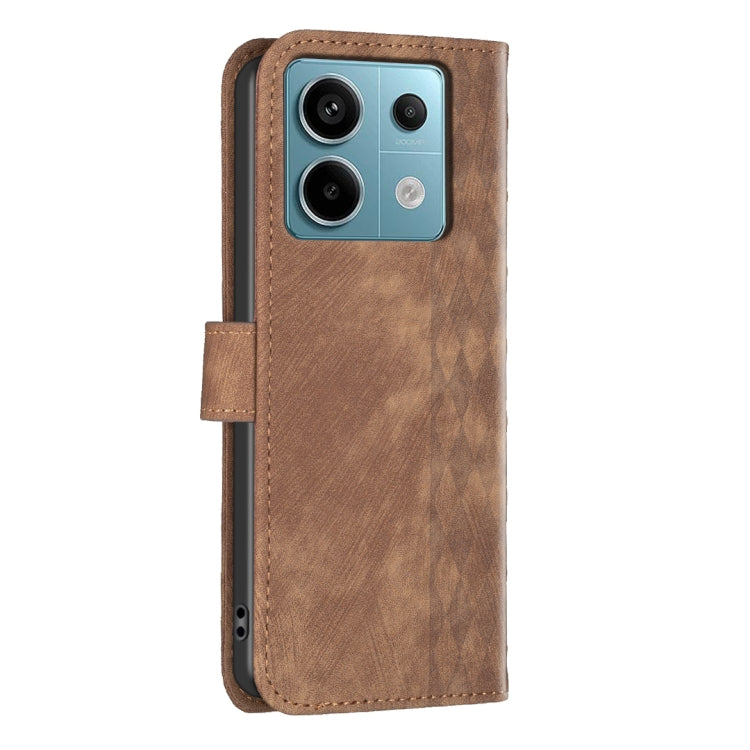 For Xiaomi Redmi Note 13 Pro 4G Global Plaid Embossed Leather Phone Case(Brown)