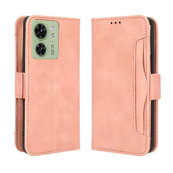 For Motorola Edge 40 Skin Feel Calf Texture Card Slots Leather Phone Case(Pink)