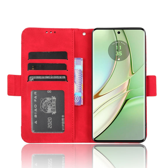 For Motorola Edge 40 Skin Feel Calf Texture Card Slots Leather Phone Case(Red)