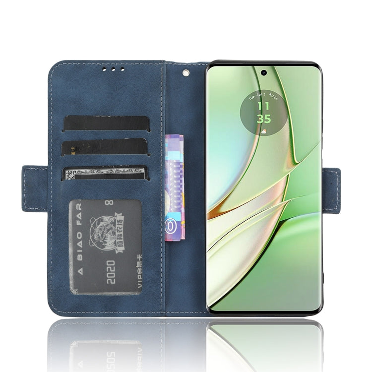 For Motorola Edge 40 Skin Feel Calf Texture Card Slots Leather Phone Case(Blue)