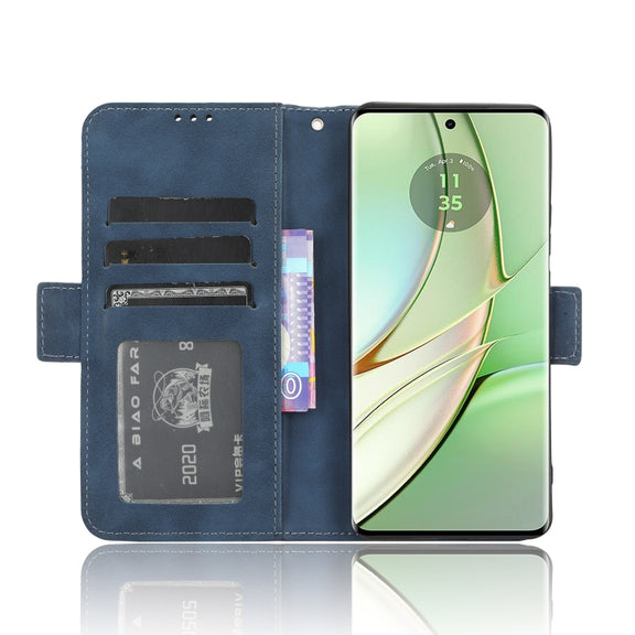 For Motorola Edge 40 Skin Feel Calf Texture Card Slots Leather Phone Case(Blue)