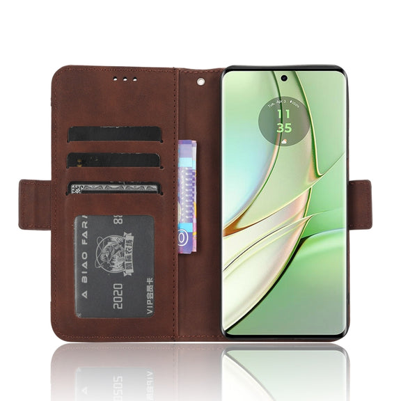 For Motorola Edge 40 Skin Feel Calf Texture Card Slots Leather Phone Case(Brown)