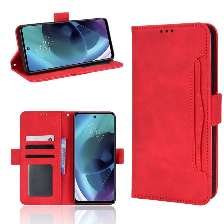 For Motorola Moto G52J 5G Skin Feel Calf Texture Card Slots Leather Phone Case(Red)