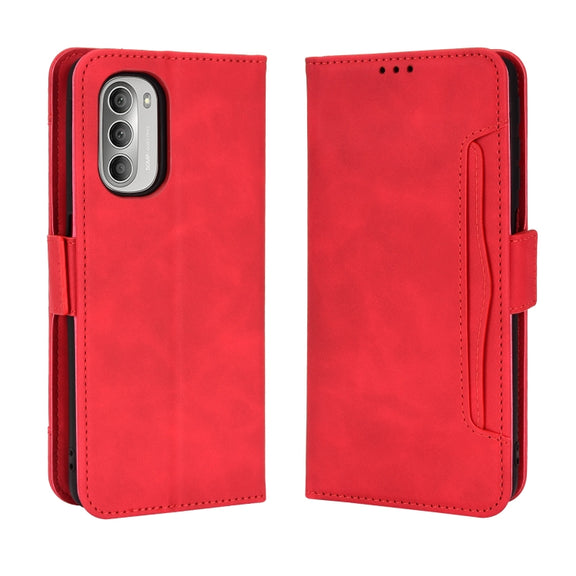 For Motorola Moto G52J 5G Skin Feel Calf Texture Card Slots Leather Phone Case(Red)